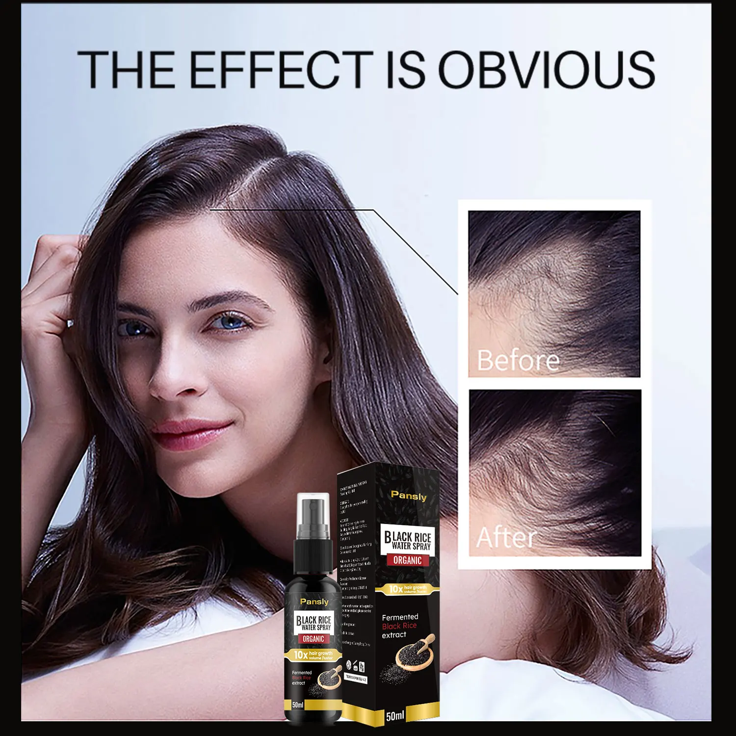50ML Organic Black Rice Water Spray Naturally Enhances Moisturizing And Thickening, Suitable For Dry And Damaged Hair Types