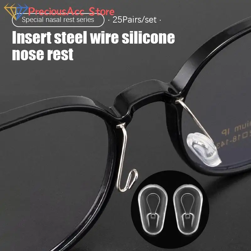 

25Pairs/Set Nose Bracket Eyeglasses Pads Anti Slip Nosepads Glasses Comfy Silicone Eyewear Air Cushion Silicone Support Non-slip