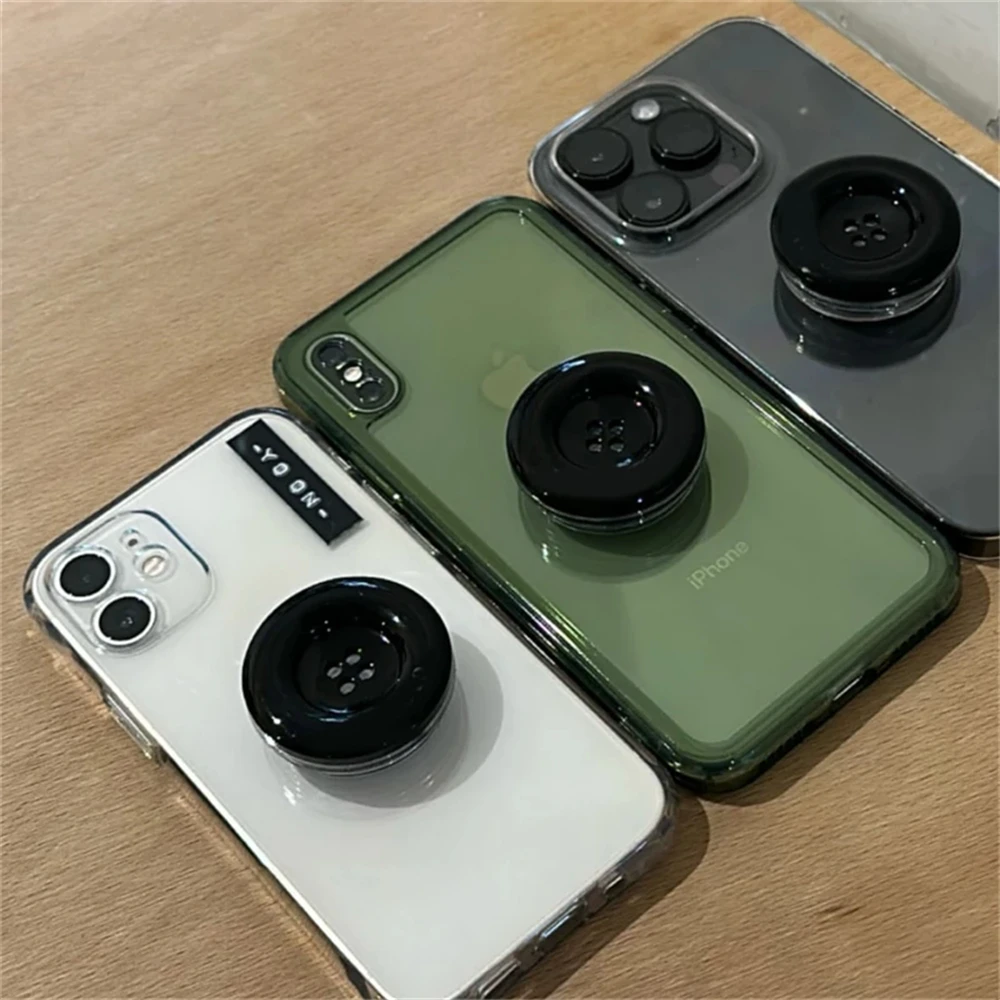 Colorful Button Phone Grip and Stand - Cute Foldable Ring Holder in Solid Colors