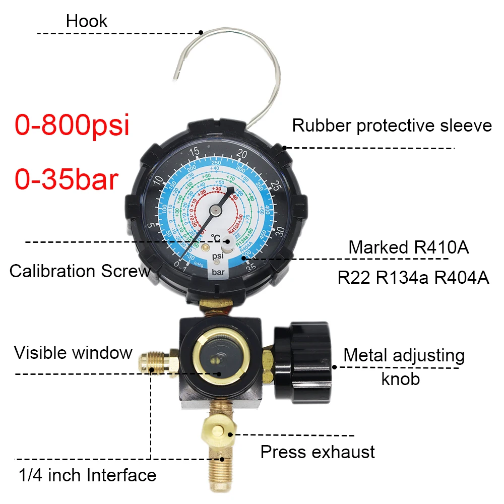 AC Manifold Gauge Set - A/C Refrigerant Diagnostic Gauge For R22, R410A, R134A, R407C