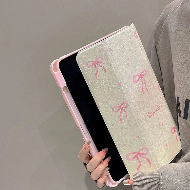 Elegant Pink iPad Case with Pencil Holder