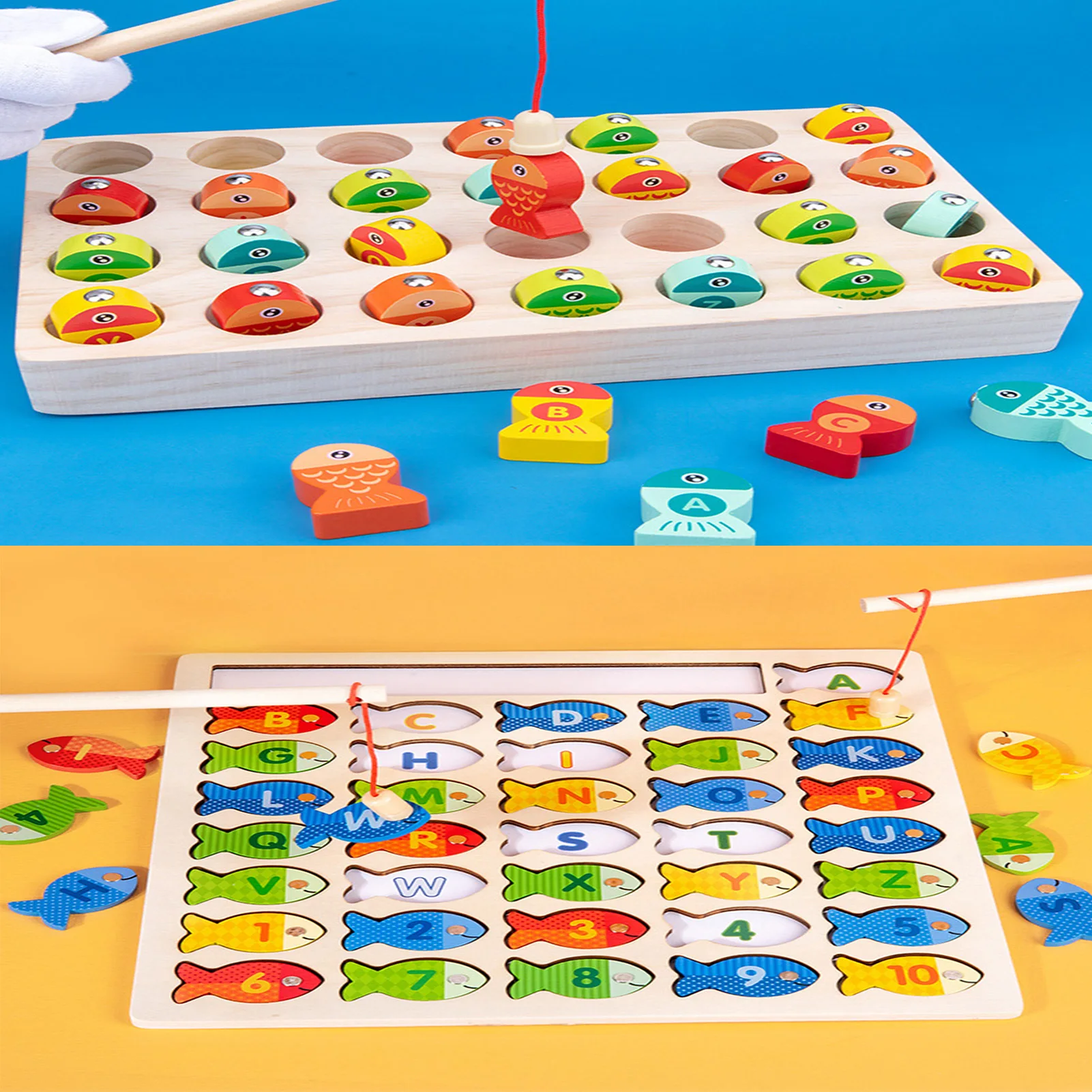 

Magnetic Wood Fishing Game Toy For Toddlers Letters ABC Numbers Alphabet Puzzle Montessori Toys Preschool Education Gifts Safe