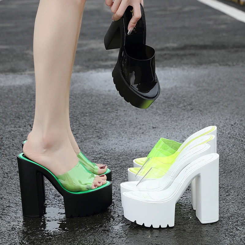 

Thick heel 14cm waterproof platform hate sky high nightclub model high heels thick bottom open toe new fashion women's sandals