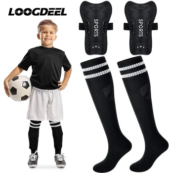 Loogdeel 2 Pairs Kids Soccer Shin Guards & Soccer Socks Set 1