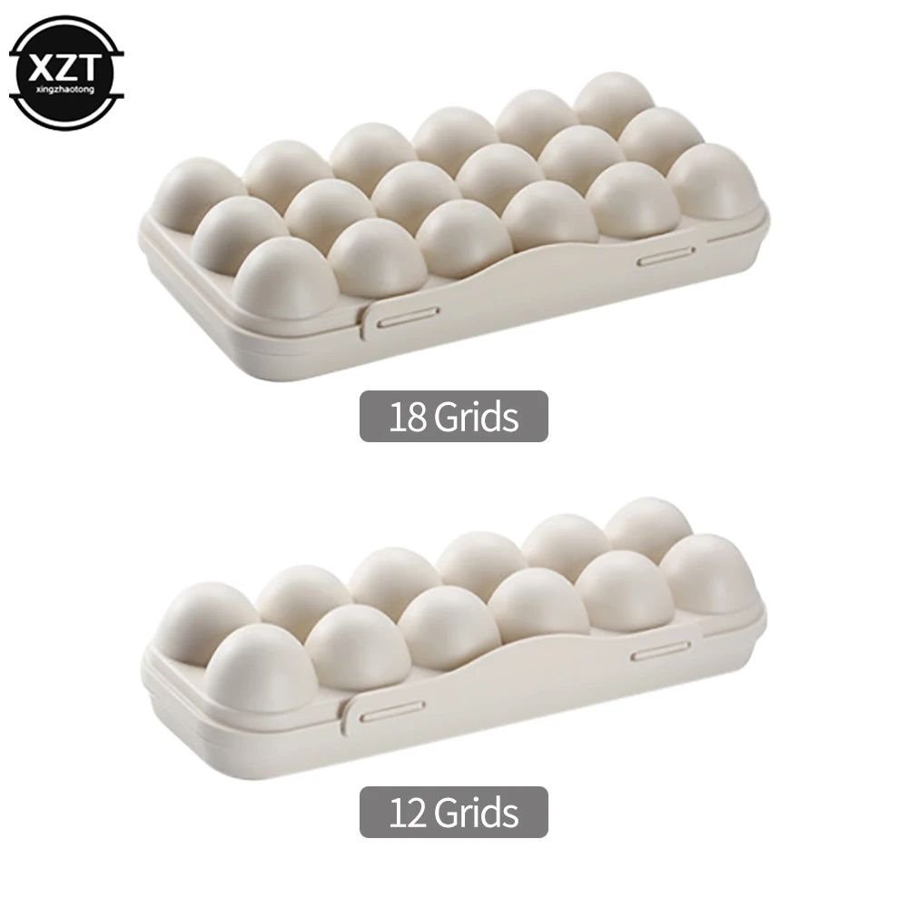 

12/18 Grid Portable Egg Storage Box Refrigerator Storage Organizer Kitchen Egg Holder Tray Fridge Food Eggs Box Kitchen Gadget