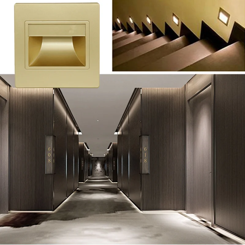 

Recessed Wall Stairs Lighting Sensor Lamp PIR Sensor Stairs Corridor Lamp AC85-240V LED Wall Lamp for Home Stairs Wall Lighting