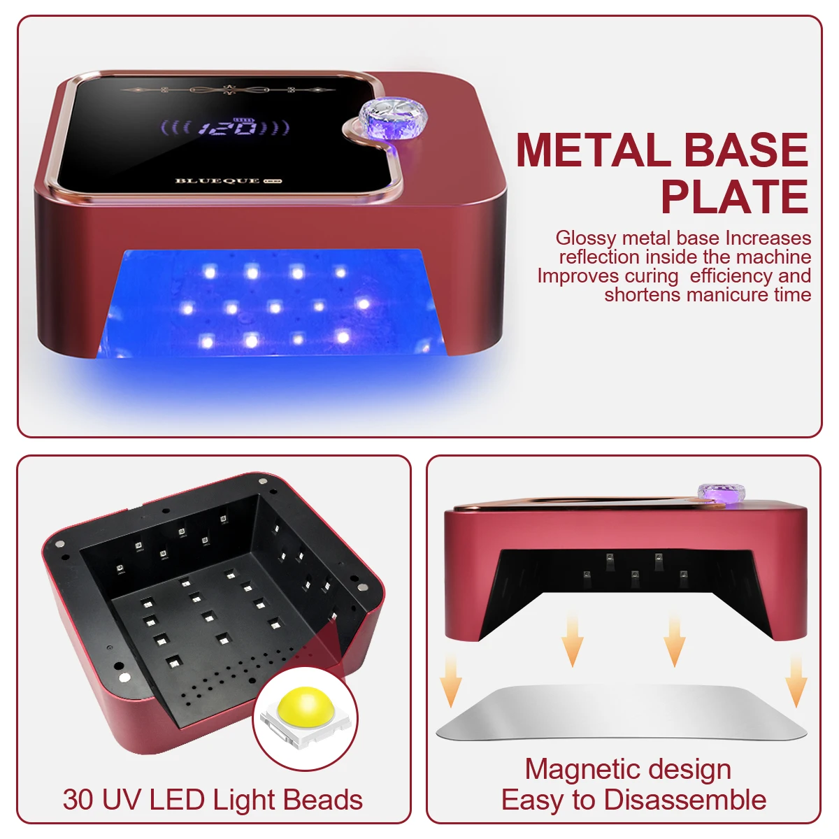 30LED 전문가용 네일 램프 충전식 UV LED 네일 드라이어 네일 젤 폴리쉬 경화 램프 (4개 타이머 및 자동 센서 기능 포함)