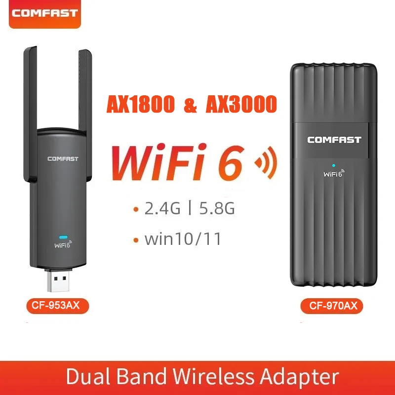 

COMFAST Wifi 6 USB Adapter 5G/2.4G Dual Band Wireless Network Card For Desktop Laptop 1800Mbps/3000Mbps Wi-fi Receiver CF-970AX