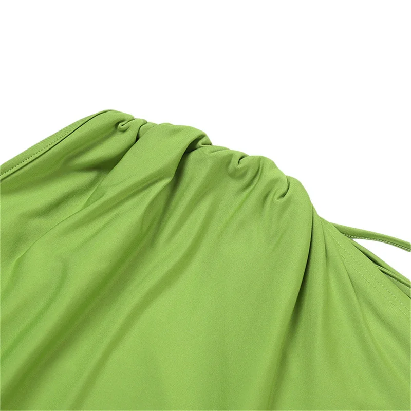 Slit Dress y2k Clothes Women Sexy Hollow Out Spaghetti Strap Sleeveless Midi Dress with Drawstring Beach Party Dresses