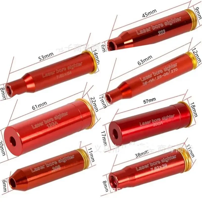 Red Laser Bore Sighter For 9MM 7.62x39MM 7MM 223REM 8MM 7.62x54MM Hunting Laser Collimator Hunting Optics