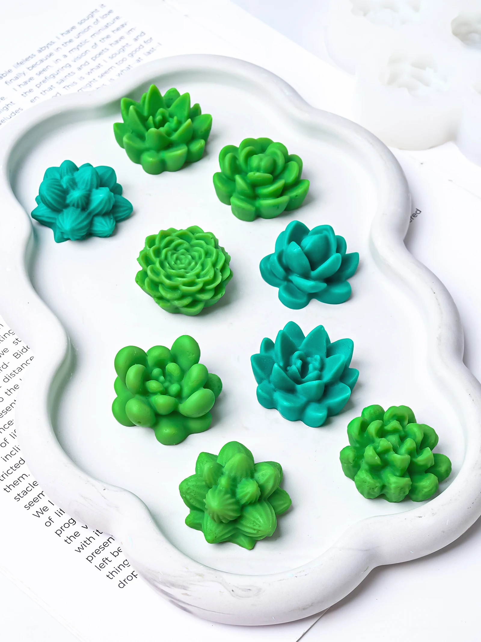 7-Piece 3D Succulent Flower Silicone Mould Set