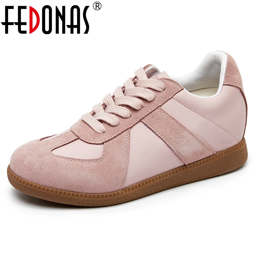 

FEDONAS New Women Genuine Leather Sneakers Casual Flats Shoes Woman Increaed Heeled Fashion Sport Shoes Female Sneakers