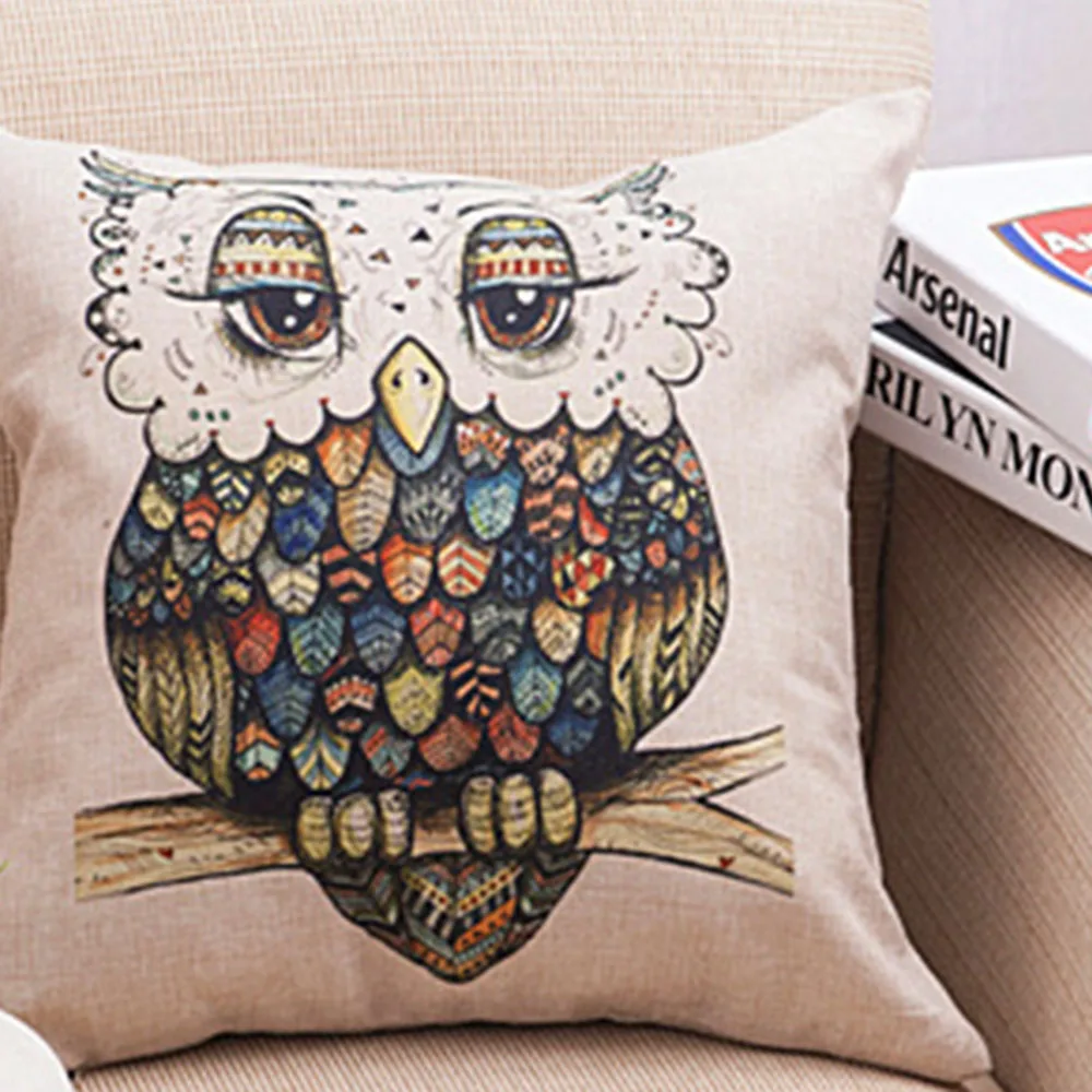 Fashion New Cotton Linen Owl Pillow Case Cover 45cm *45cm Home/office
