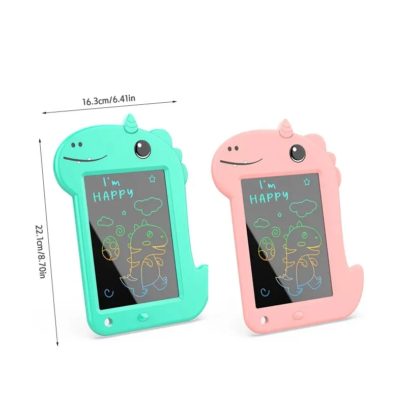 6.8 Inch LCD Writing Note Board Cartoon One-horned Dinosaur Colorful Erasable Drawing Tablets Painting Tool Funny Graffiti Toy 6
