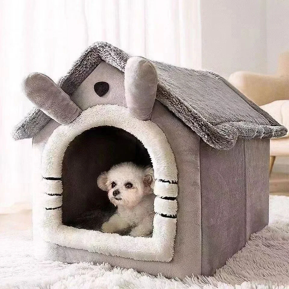 Dog Bed Pet Bed Pet Bed Mat Cartoon House Pet Bed for Cats Small Dogs