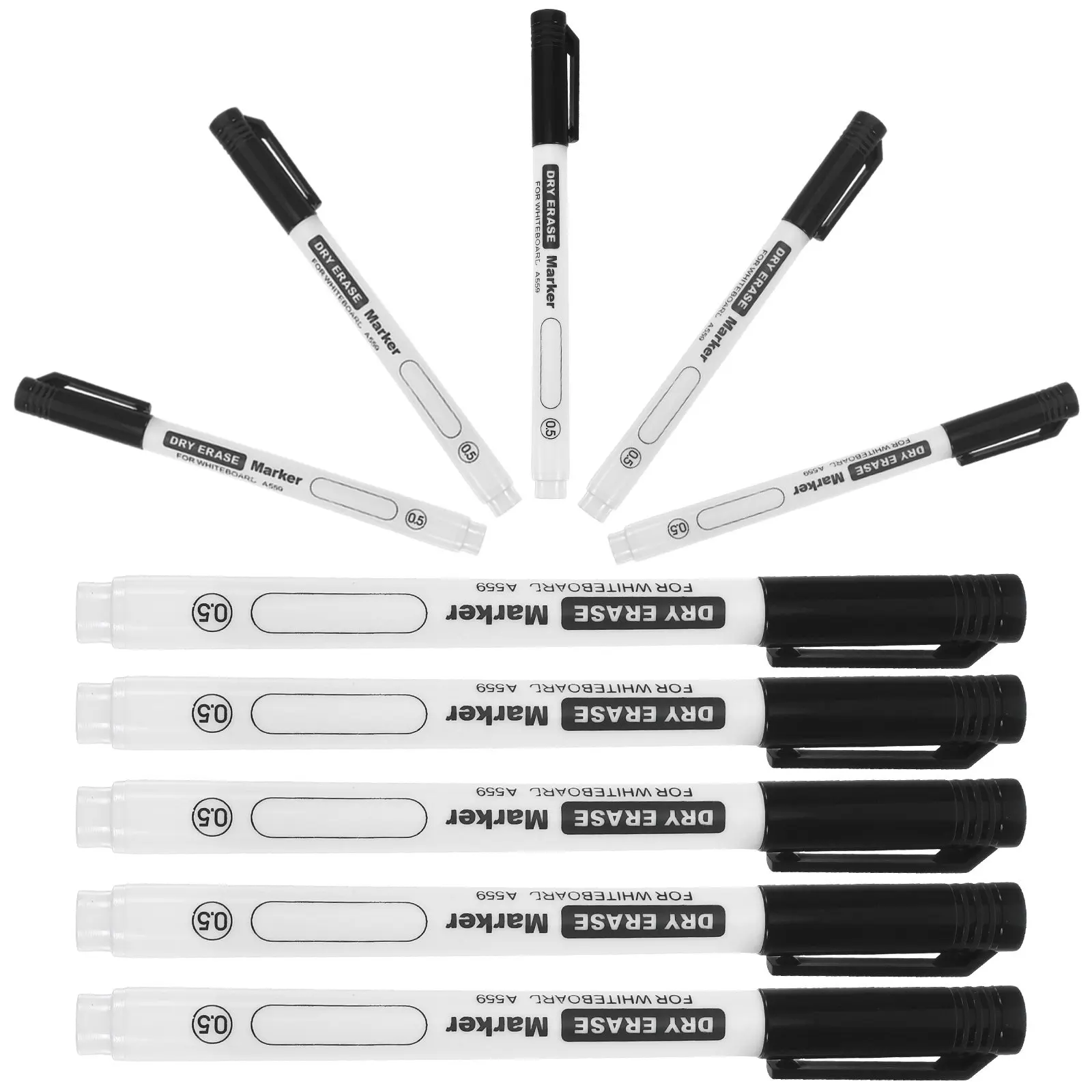 10Pcs 슬림 팁 화이트보드 펜 드라이 지우기 마커 인체공학적 디자인 장기 쓰기 학교 사무실에 적합