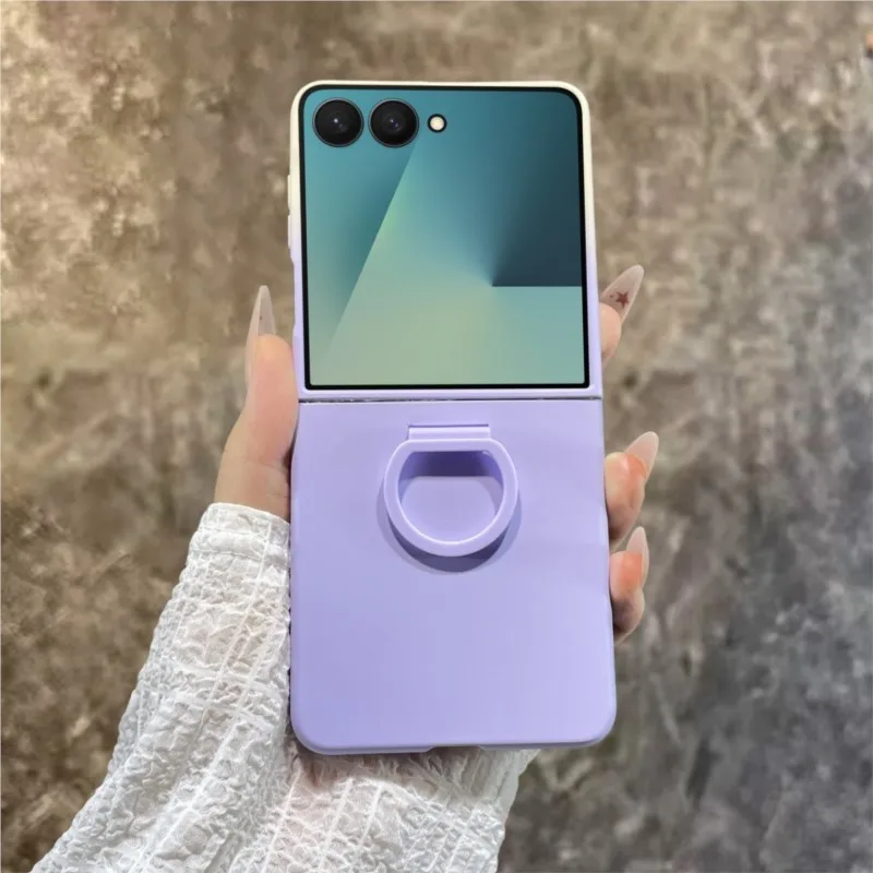 Matte Color Finger Ring Holder Protective Case - Durable PC Hard Shell Back Cover