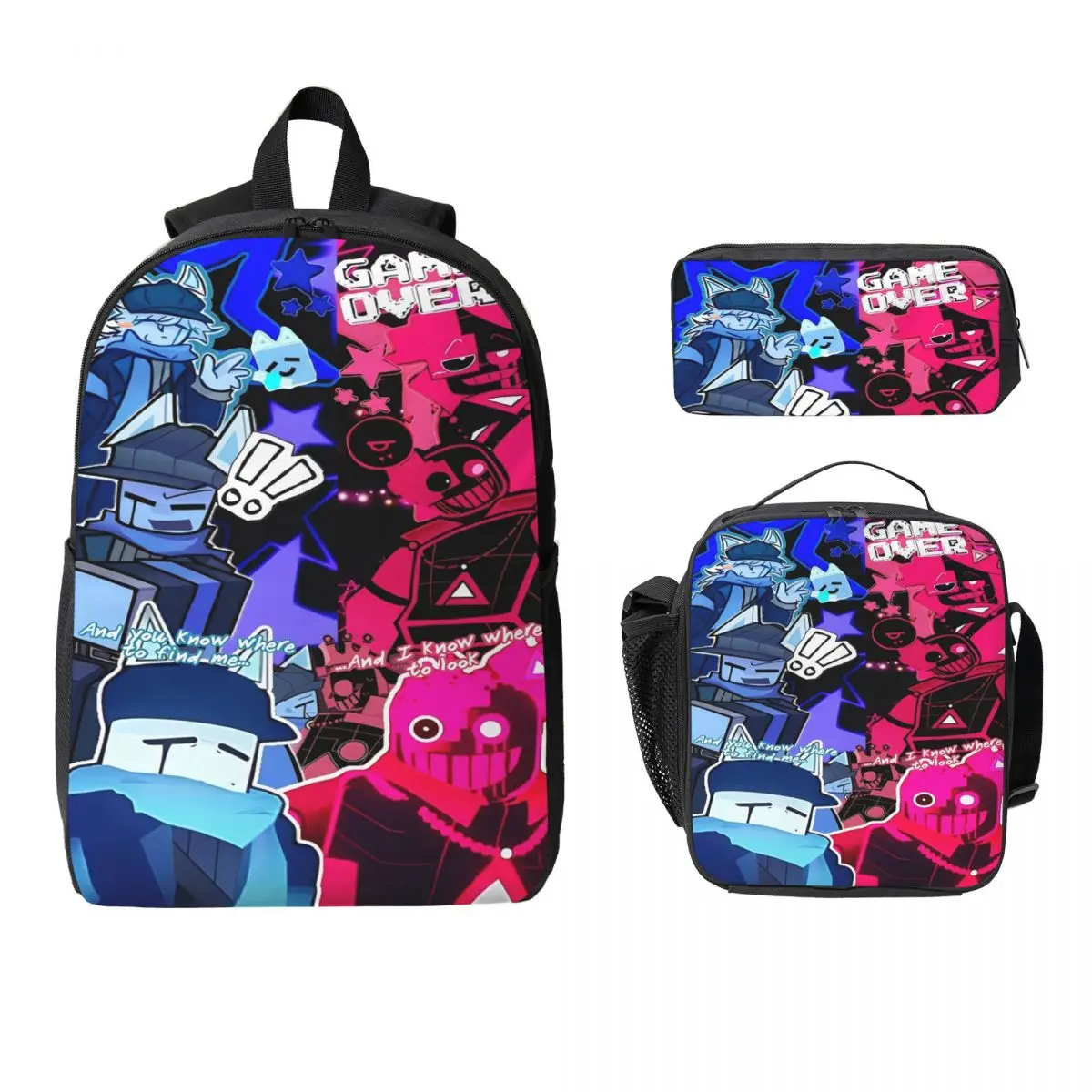 Cube And Blixer Forsaken Kids Backpack Lunch Box Pencil Boxes for Boys Girls Backpacks Kawaii School bag Bookbag Set 1