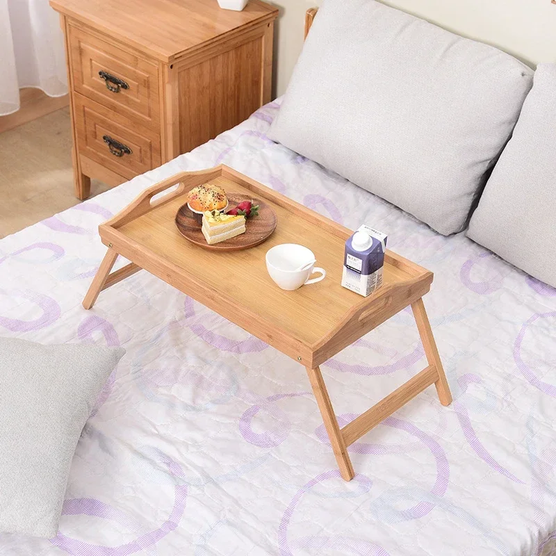 Bed Tray Table Bamboo Bed Tray Table with Folding Legs Handle Foldable Serving Laptop Tray Snack Breakfast Bed Table Drawing