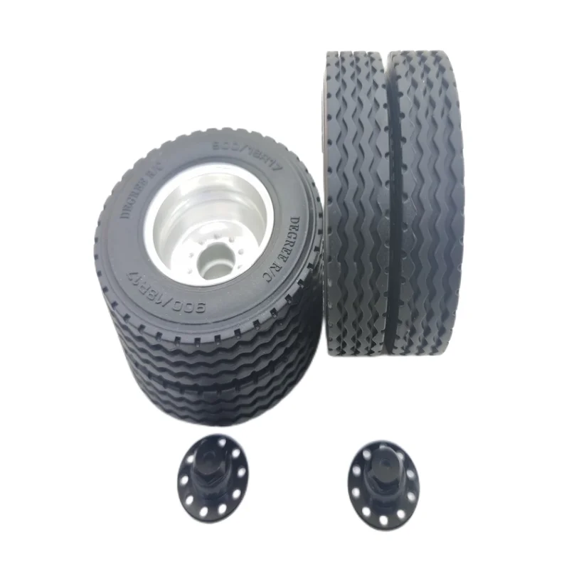 1 Pair Rubber Tires with Wheel Hub for 1/14 Tamiya RC Truck Trailer Tipper Scania R470 Actros Volvo FH16 MAN TGX Accessories 2