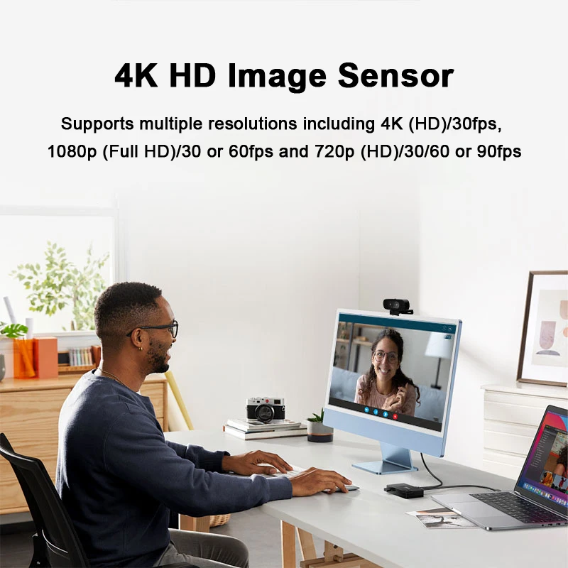 4K Webcam 1080P Mini Camera 2K Full HD Webcam with Microphone 30fps USB Web Cam for Auto Focus PC Laptop Video Shooting Camera