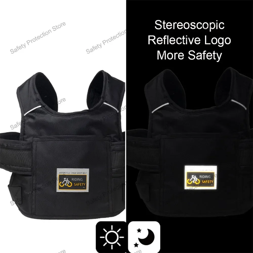 Kids Adjustable Motorcycle Safety Belt Child Reflective Front or Rear Seat Safety Belt Motorcycle Breathable Anti-Drop Harness safety harnesses
