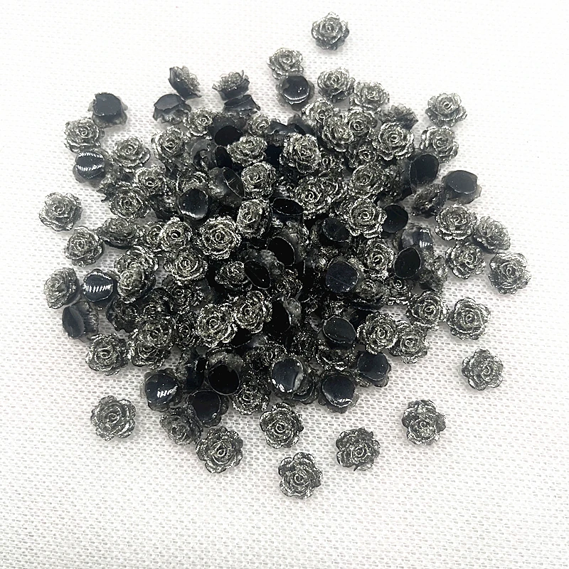 30pcs High Quality Glitter Resin Rose Flowers for Jewelry and DIY Nail Art