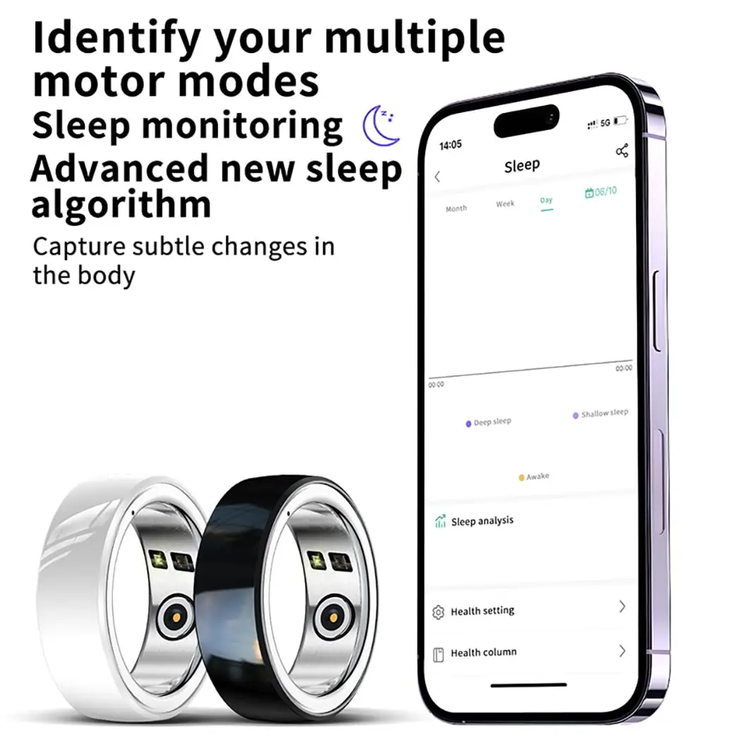 

2023 NEW Smart Ring Sleeping Monitor Fitness Tracker Heart Rate Monitor Blood Oxygen SmartRing for Android IOS Phone