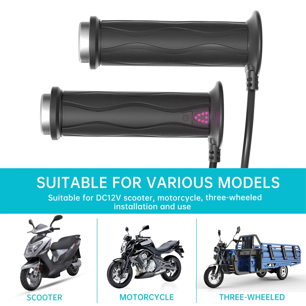 DC 12V Adjustable Hot Grip Handle Silicone Electric Molded Grips Waterproof Electric Hot Heated Grip Motorcycle Parts for Winter