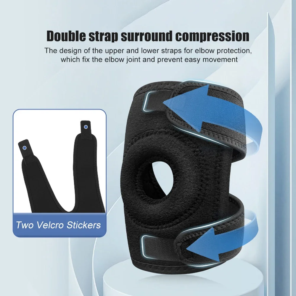 Elbow Brace 1Pcs Adjustable with Dual Stabilizers Breathable Training Wrap Arm Band Reversible
