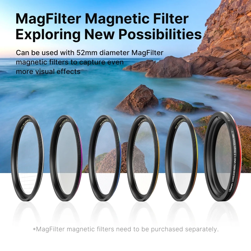 Ulanzi-anel Adaptador Magfilter Filtro Magnético Filtros Ajustáveis Cor Lente Cpl Vnd para Iphone 15 14 13 12 Pro Max Android 52 Milímetros - Image 3