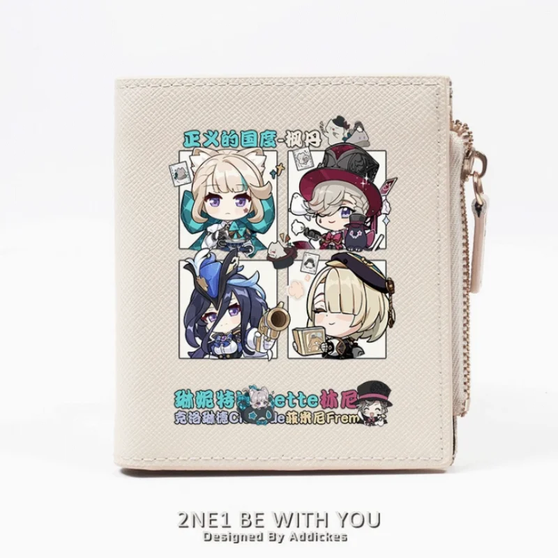 Anime Genshin Impact Lyney  Zipper Wallet Fold Bag Multi Card  Coin Pocket Holder Fashion Kids Wallets Gift