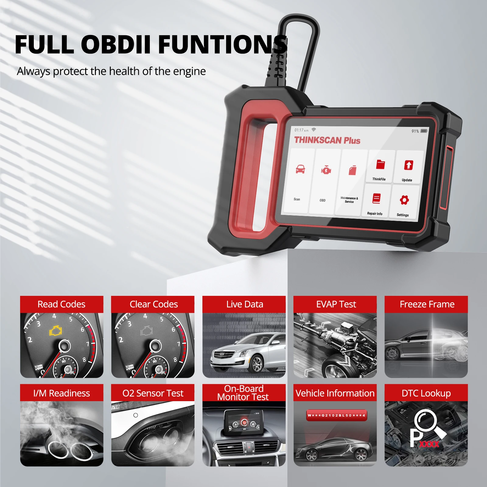 THINKSCAN PLUS S7 S6 S4 THINKCAR OBD2 Scanner Auto ABS,SRS,ECM,TCM,BCM,AC System Car EOBDⅡ Diagnostic Scan Tool Car Code Reader - 4