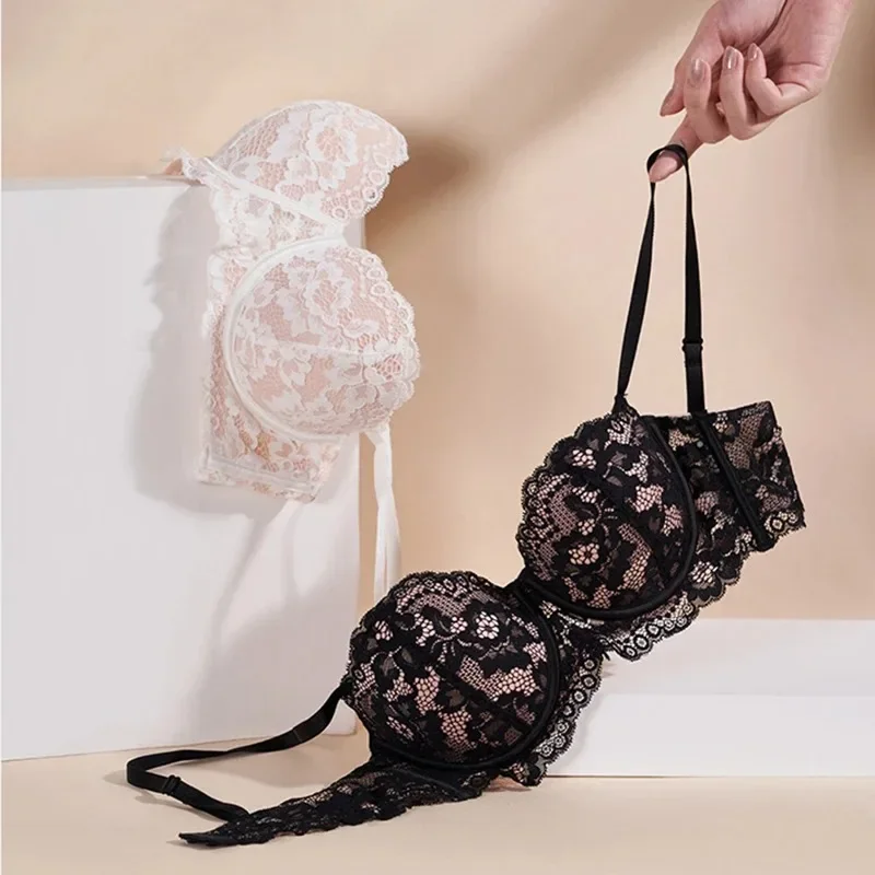 Sexy Lace Bra Women 1/2 Cup Underwire Bras Ladies Push Up Underwear Trendy Floral Brassiere Female Comfortable Intimates 2