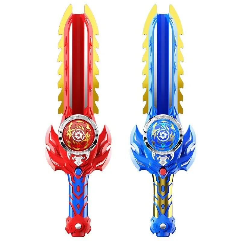 Kid Sword Launcher Led Spinning Top Toy Creative Hand Cranked Color Luminous Spinning Toys For Boys Girls Children Gifts - 2