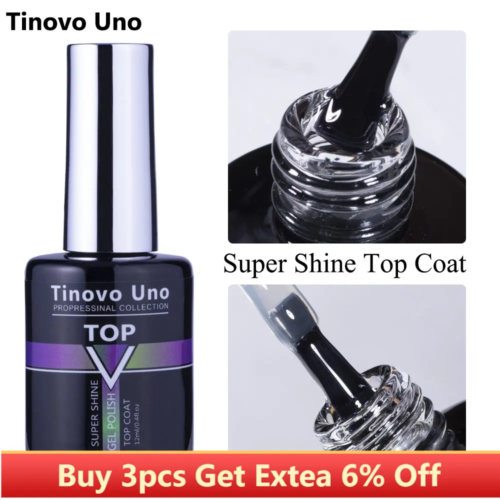 Tinovo Uno Super Shiny Top Coat UV Gel Nail Polish 12ML Hybrid Gels Nails Topcoat Gellac All for Nails Art Primer De