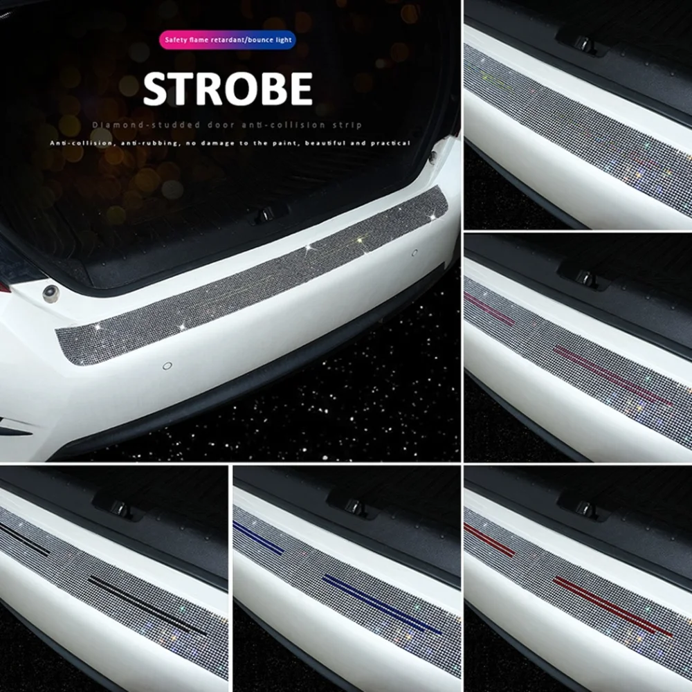 

Стразы, наклейка на задний бампер автомобиля из углеродного волокна, защита от царапин и столкновений, Защитная Наклейка на порог багажника