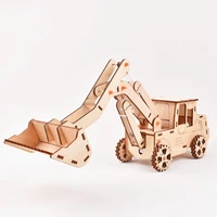 Hydraulic Loader 3D Wooden Puzzle Bulldozer Construction Car Toys Truck Shovel Loader 2CH  For Model Building Kits for Kids 1