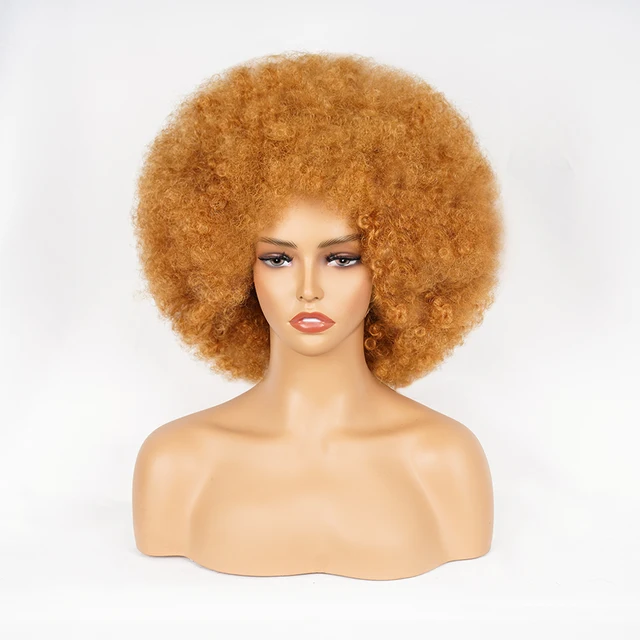 Afro Kinky Curly Wig Short Fluffy Hair With Bangs Deep Brown Wig For Black Woman African Synthetic Party Cosplay Wigs Perruque HK144