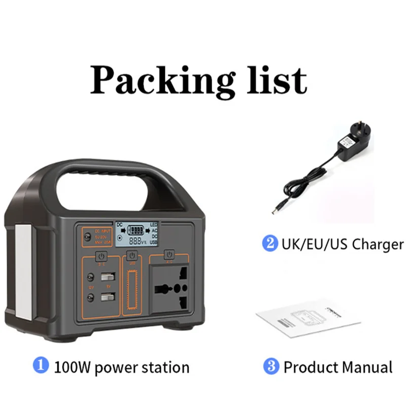 New jsdsolar Portable Solar Power Station Power Generator 100W 110V220V LED Light Emergency Solar Power Bank for Outdoor Camping 6