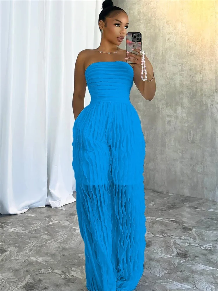 Wmstar Jumpsuit Women Fashionable Elegant Strapless Sexy with Wave Pattern Sleeveless Comfortable Soft Wholesale Dropshipping