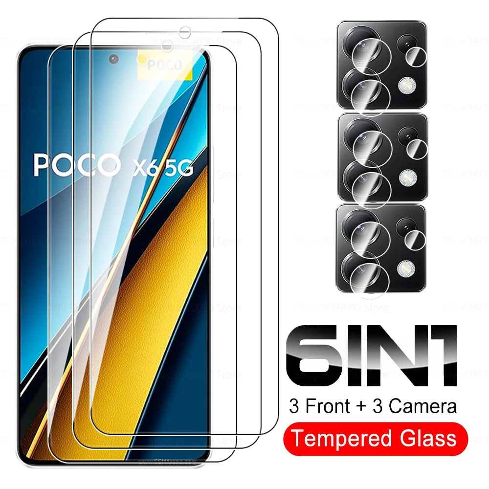

6in1 Lens Tempered Glass For Xiaomi Poco X6 5G Protective Glass Screen Protector Little Poko X6 X 6 Pro Pocox6 X6Pro Cover Film