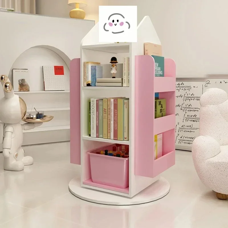 Rotating Children's Bookcases Simple 360 Degree Bookshelves Floor Baby Toy Shelf Corner Reading Bookshelf Children's Furniture C