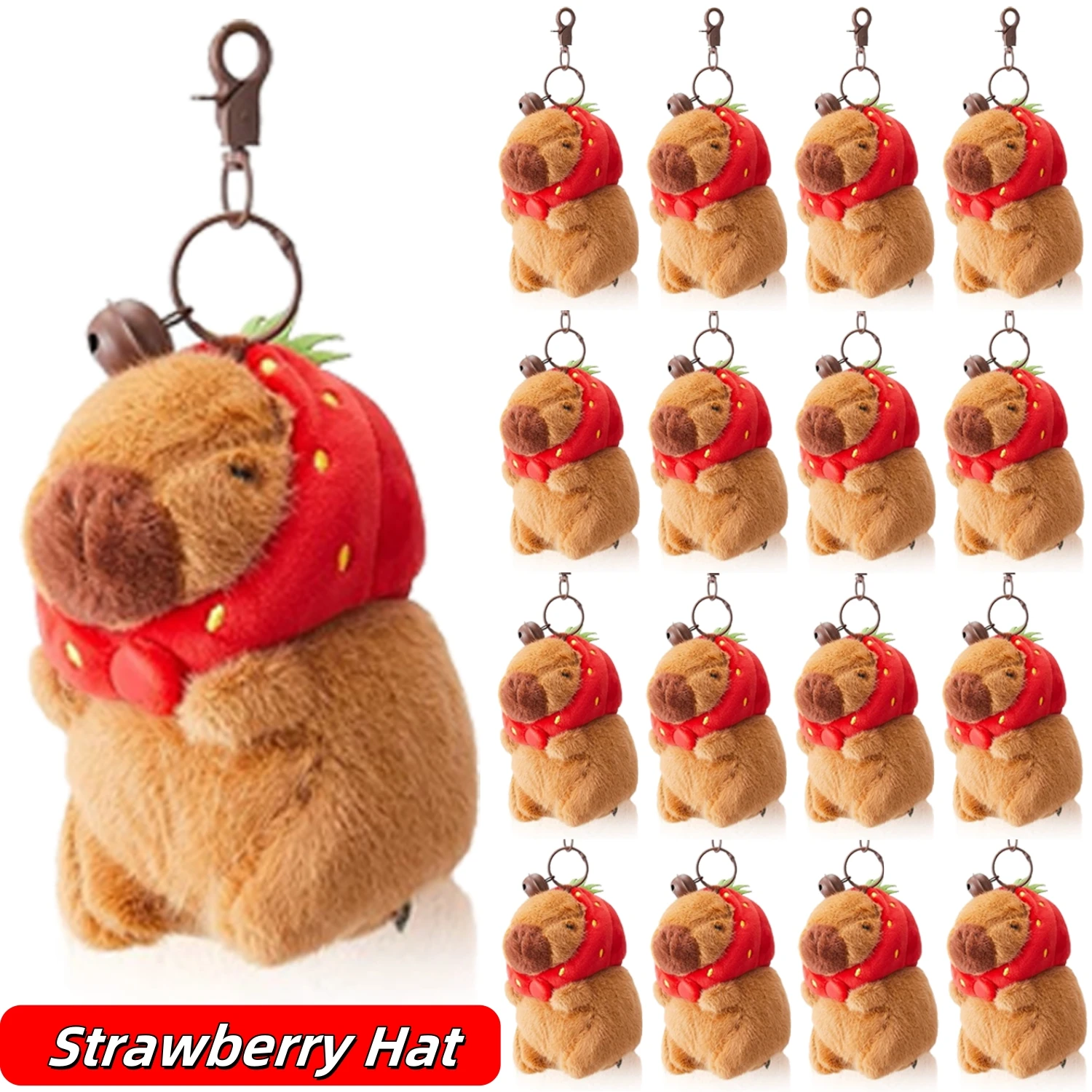 thumbnail image 1 of 8-48 piezas de llavero de peluche de capibara, lindo juguete de animales de peluche de capibara, llavero de capibara de peluche para mochila, regalo de cumpleaños y Navidad, 1 of 5