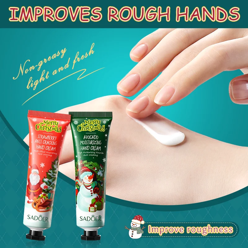 8pcs/Set SADOER Christmas Hand Cream Lip Balm Kit Moisturizing Anti Wrinkle Lipstick Lip Plumper Lips Hands Skin Care Sets