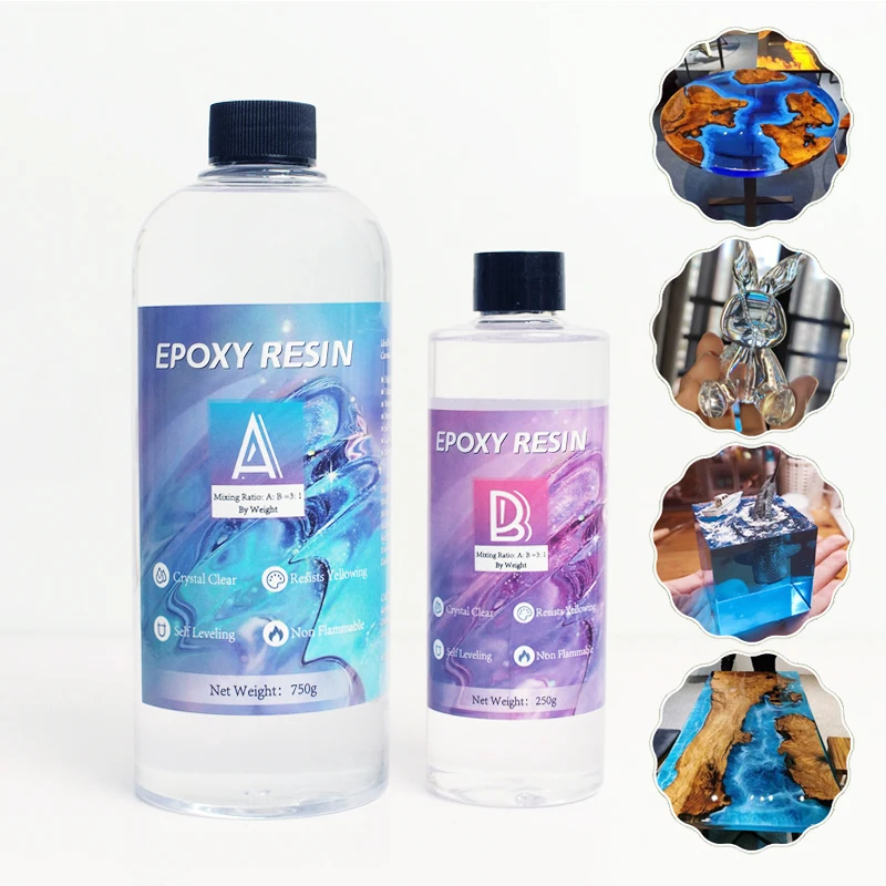 Kit Di Resina Epossidica Deep Pour Resina Di Colata Cristallina A Bassa Viscosità Senza Bolle Per River Table 3A:1B Resin Art Crafts