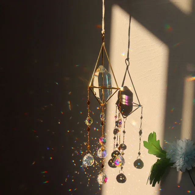Suspension à prisme en cristal AB, arbre de Noël, attrape-soleil, pièce de  rechange pour lustre, éclairage de jardin extérieur, verre, 76mm -  AliExpress