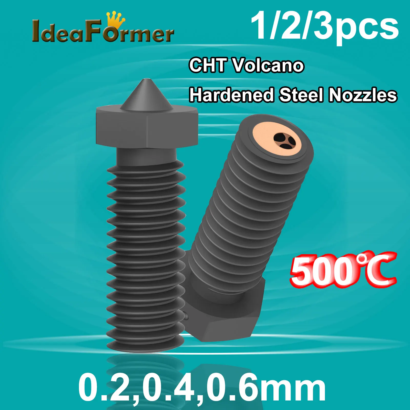 HardenedSteelVolcanoCHTNozzles500CHighFlowCloneCHTNozzles