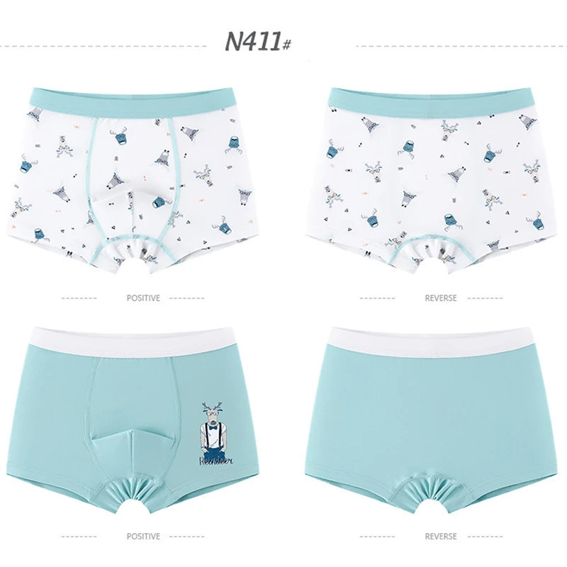 Boys Underwear 4 Pcs Children's Underwear Cartoon Cat Shorts Soft Cotton Underpants 4-16T