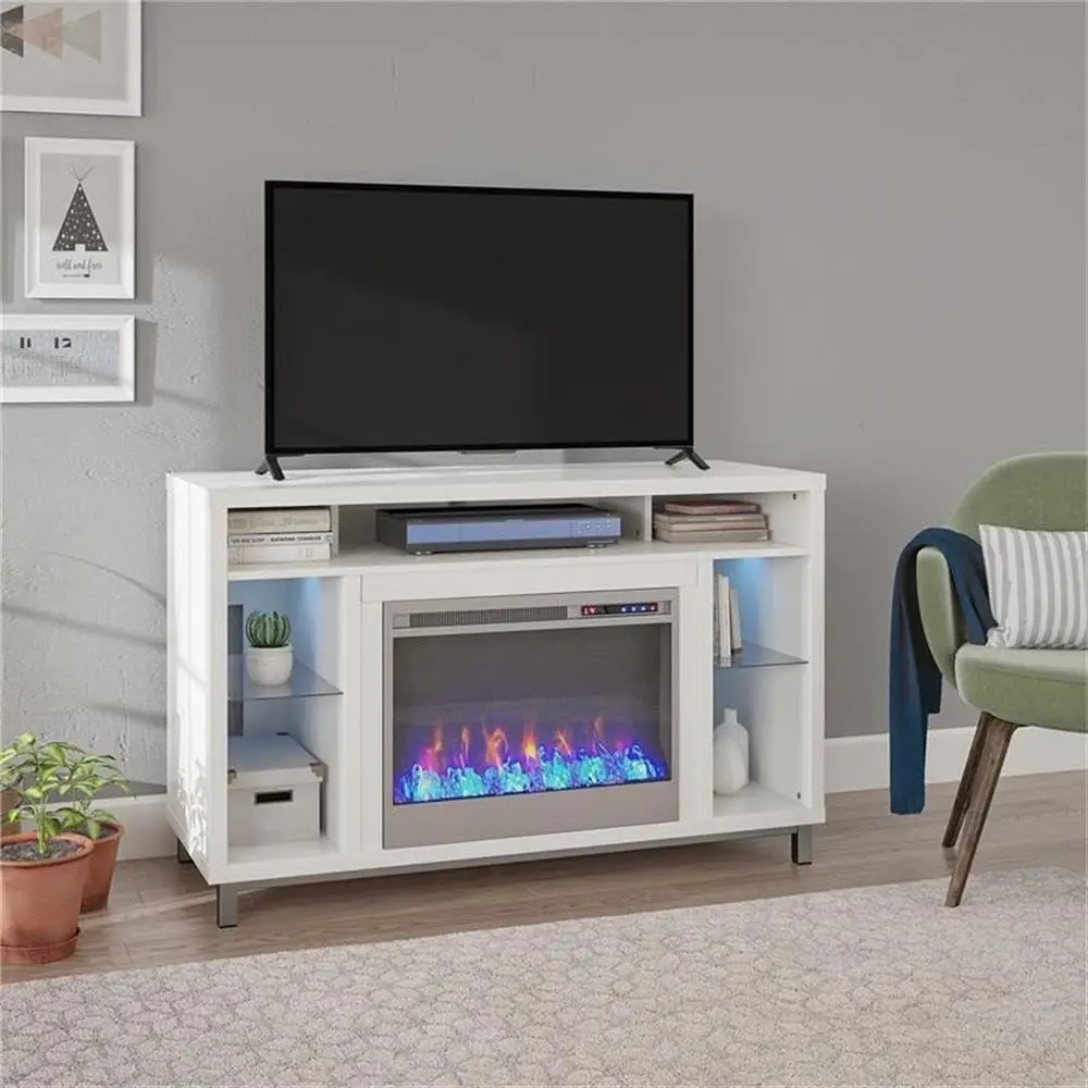 Lumina Electric Fireplace TV Stand TVs up to 48 Inch with Adjustable 7-Color LED Remote Control Heater Timer Media Storage 3